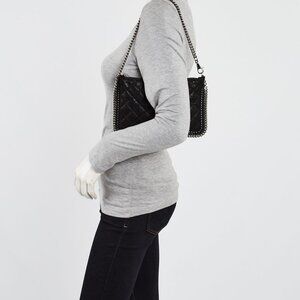 Stella McCartney Black Quilted Shaggy Deer Faux Leather Falabella Shoulder Bag